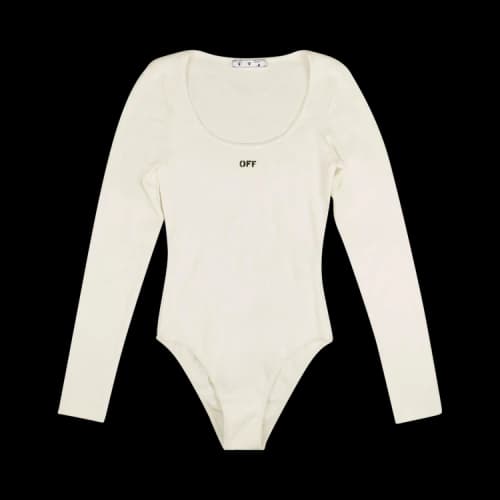 Off-White Rib Long-Sleeve Bodysuit 'White/Black'