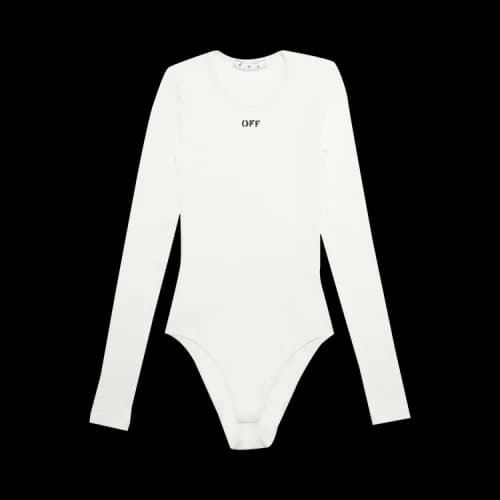 Off-White Basic Ribbed Long-Sleeve Body Suit 'White/Black'
