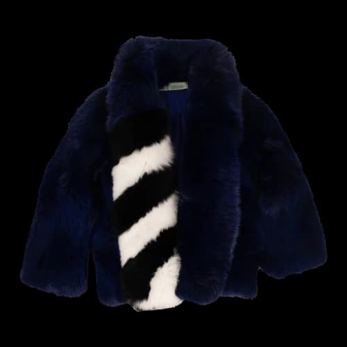 Off-White Fox Fur Stripe Jacket 'Blue'