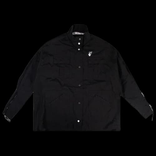 Off-White Logo Print Snap Jacket 'Black'