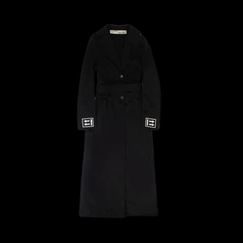 Off-White Logo Belted Long Trench Coat 'Black'