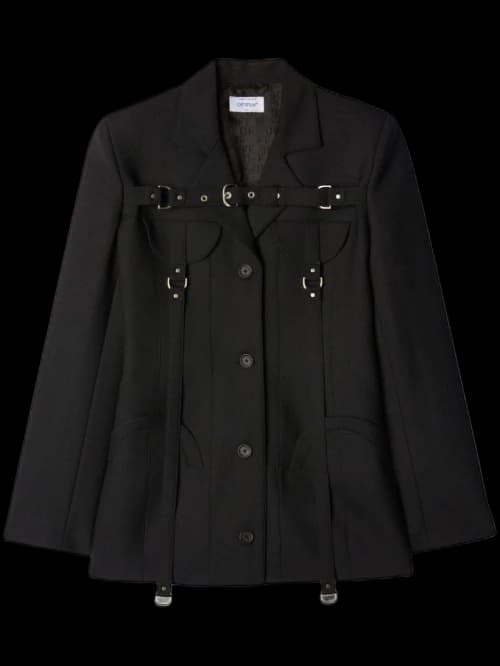 OFF-WHITE Cargo Buckle-Strap Single-Breasted Jacket Black