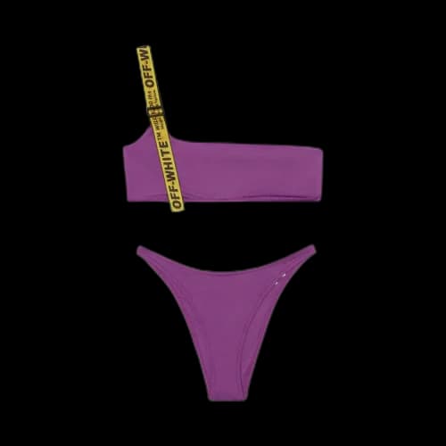 Off-White Logo Band Asymmetric Bikini 'Purple'