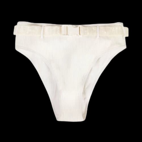 Off-White Ribbed Bikini Bottom 'White'