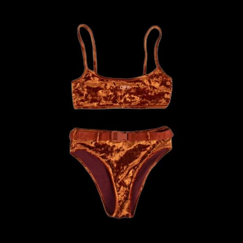 Off-White Velvet Effect Bikini Bottom 'Orange'