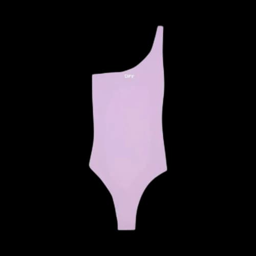 Off-White Off Stamp One Shoulder Swimsuit 'Lilac/White'