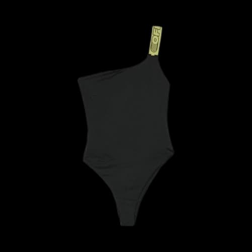 Off-White Logo Band Asymmetric Swimsuit 'Black'