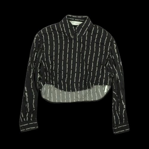 Off-White Pinstripe Logo Crop Shirt 'Black'