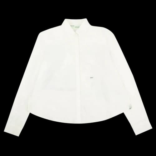 Off-White Floral Print Cropped Shirt 'White'