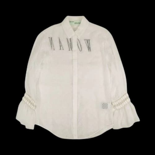 Off-White Sheer Woman Shirt Dress 'White Sheer'