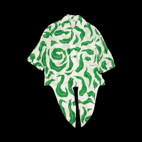 Off-White Leaf Print Shirt 'White/Green'
