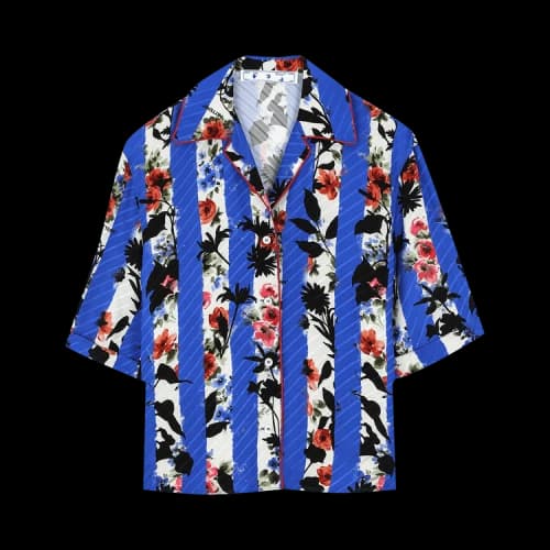 Off-White Stripes Bowling Shirt 'White/Blue'