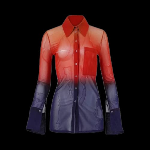 Off-White Blurred Tulle Fitted Shirt 'Red/Blue'