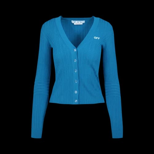 Off-White Off Stamp Rib Cardigan 'Blue'