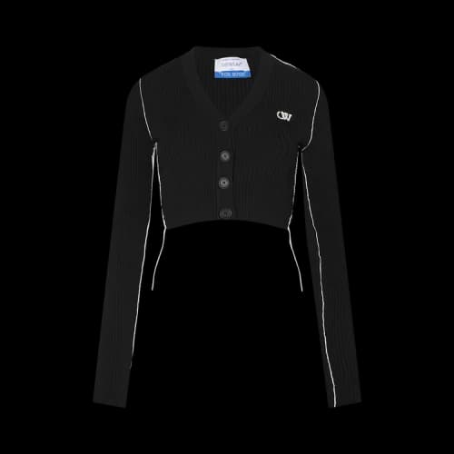 Off-White Outline Crop Cardigan 'Black/Sand'