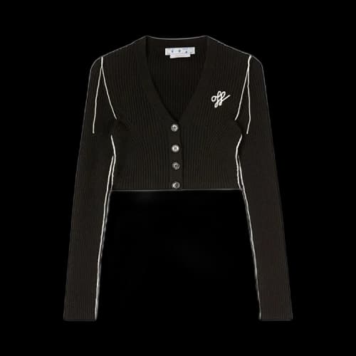 OFF-WHITE Outline Crop Cardigan Black/White