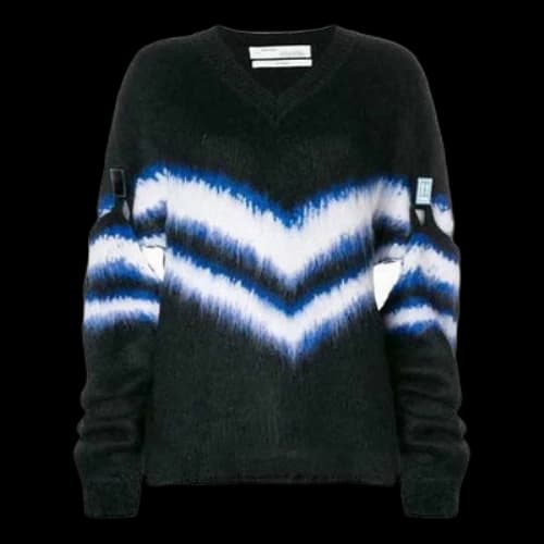 Off-White Detachable Sleeve Colorblock V neck Black (Women's)
