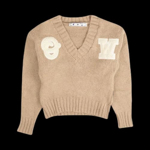 Off-White Intarsio V-Neck Sweater 'Camel'