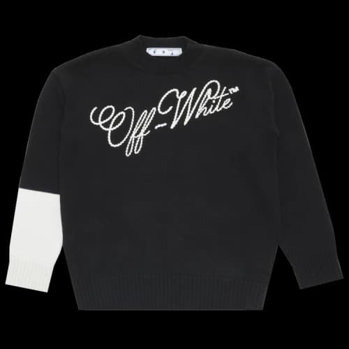 Off-White Embroidered Logo Over Crewneck 'Black/Beige'