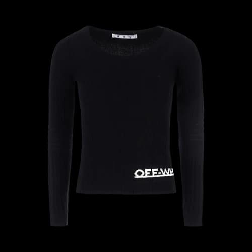 Off-White Rib Logo Scoop Neck 'Black/White'