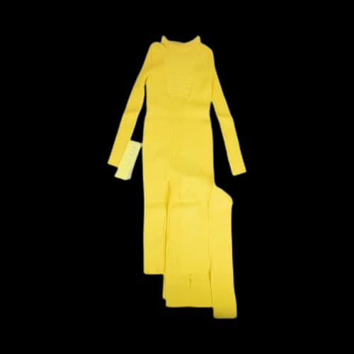 Off-White Rib Asymmetrical Dress 'Yellow'