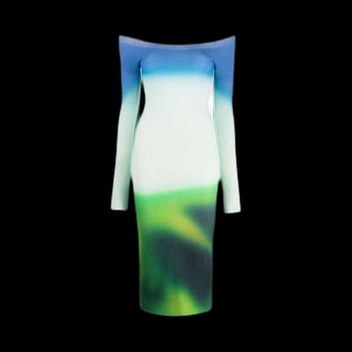 Off-White Blurred Seamless Knit Dress 'Green/Blue'
