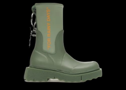 OFF-WHITE Zip-tie Rain Boots Green (Women's)