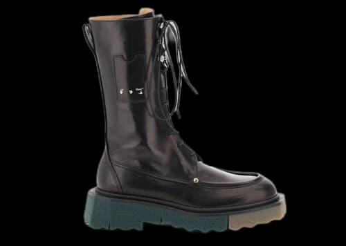 OFF-WHITE Sponge Combat Boot Black Green (Women's)