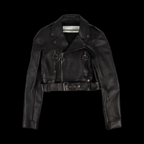 Off-White Leather Cropped Jacket 'Black'