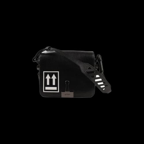 Off-White Leather Flap Crossbody Shoulder Bag 'Black'