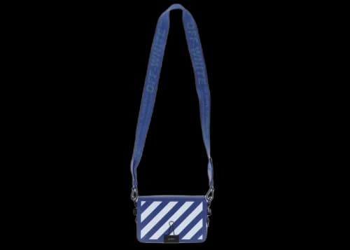 OFF-WHITE Diagonal Stripe Mini Flap Bag Blue/White