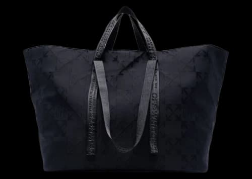 OFF-WHITE Virgil Abloh Black Monogram Embroidered Logo Tote Bag Black