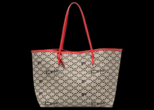 OFF-WHITE Arrows Logo Print Tote Bag Taupe/Red