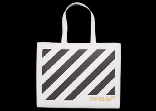 OFF-WHITE Diagonal Hybrid Shopper 28 Lettering Tote Bag White/Black