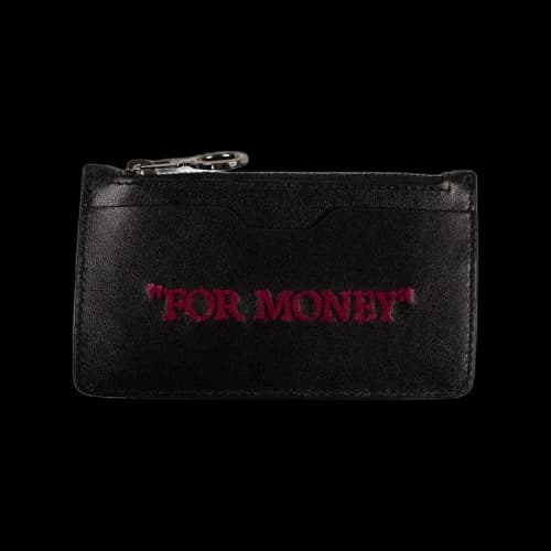 Off-White Leather For Money Zip Card Holder 'Black'