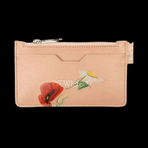 Off-White Floral Print Cardholder 'Nude'