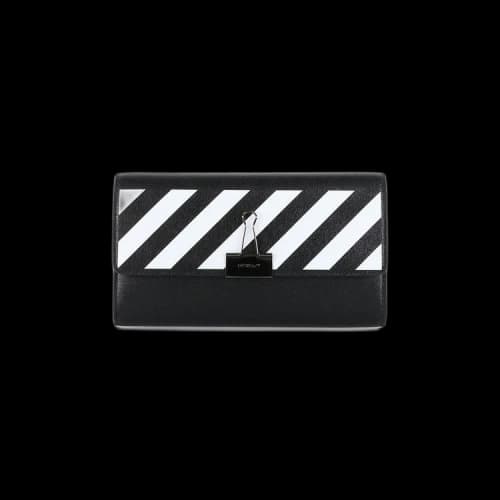 OFF-WHITE Chain-Strap Binder Wallet Black/White