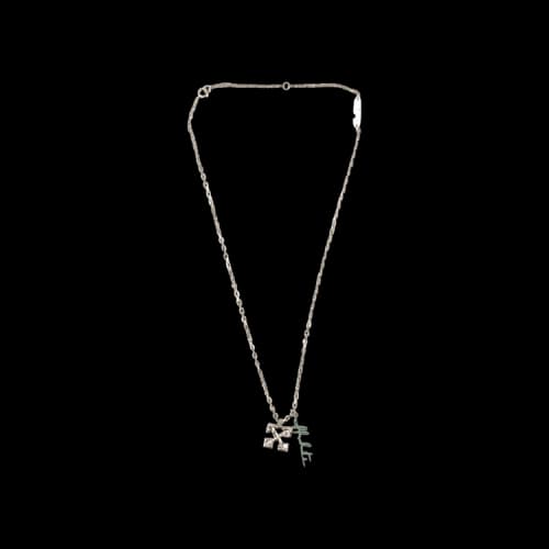 Off-White Logo Metal Leaves Necklace 'Green'