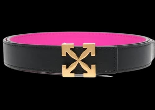 OFF-WHITE Arrow Buckle Reversible Leather Belt Black/Fuschia Pink