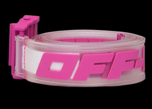 Off-White Logo Printed Industrial Buckle PVC Belt Fushia Pink