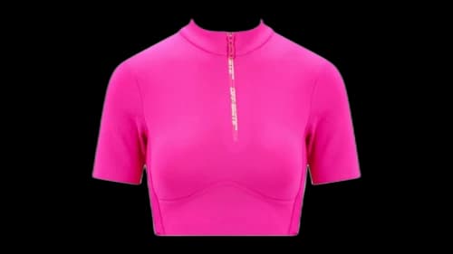 OFF-WHITE Zip Logo Crop Tee Pink