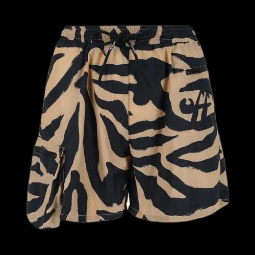 Off-White Athl Zebra Nylon Shorts 'Beige/Black'
