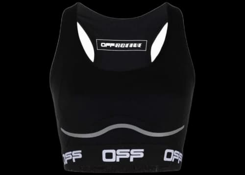 OFF-WHITE Logo-Tape Cropped Performance Top Black/White