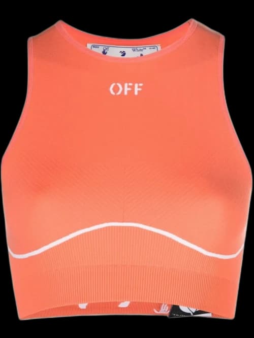 OFF-WHITE Loog-Print Cropped Vest Top Orange/White