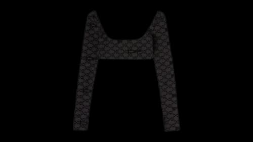 OFF-WHITE Flock Logo Monogram L/S Crop Tee Black