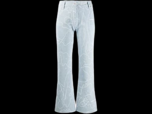 OFF-WHITE Cropped All Over Print Denim Jeans Blue/White