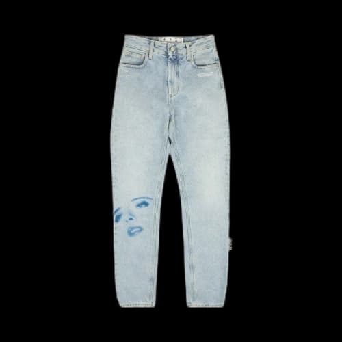 Off-White Printed Face Straight Jeans 'Blue'
