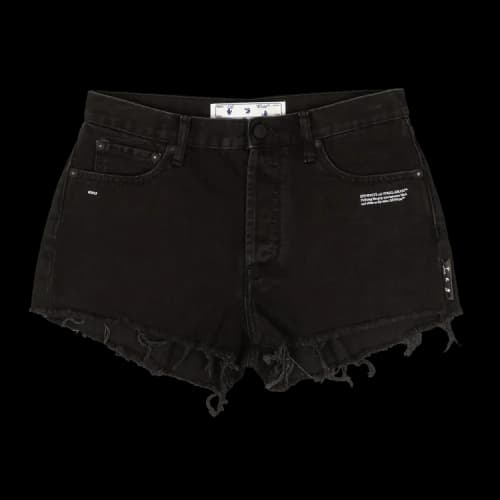 Off-White Denim Frayed Edge Shorts 'Black'