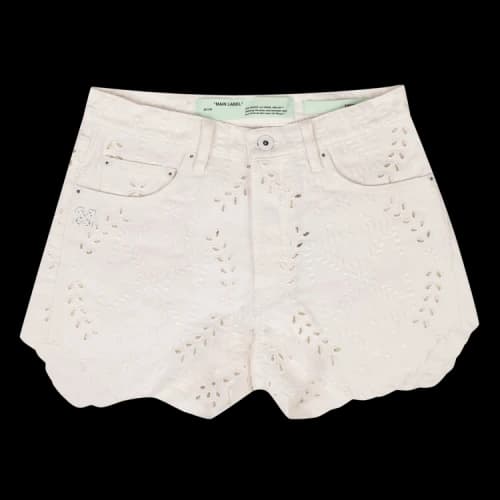 Off-White Embroidered Denim Shorts 'White'