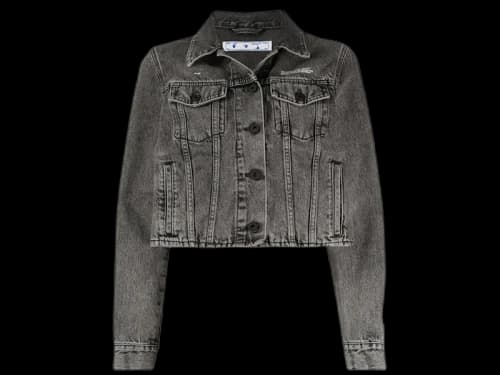 OFF-WHITE Cropped Denim Jacket Dark Grey